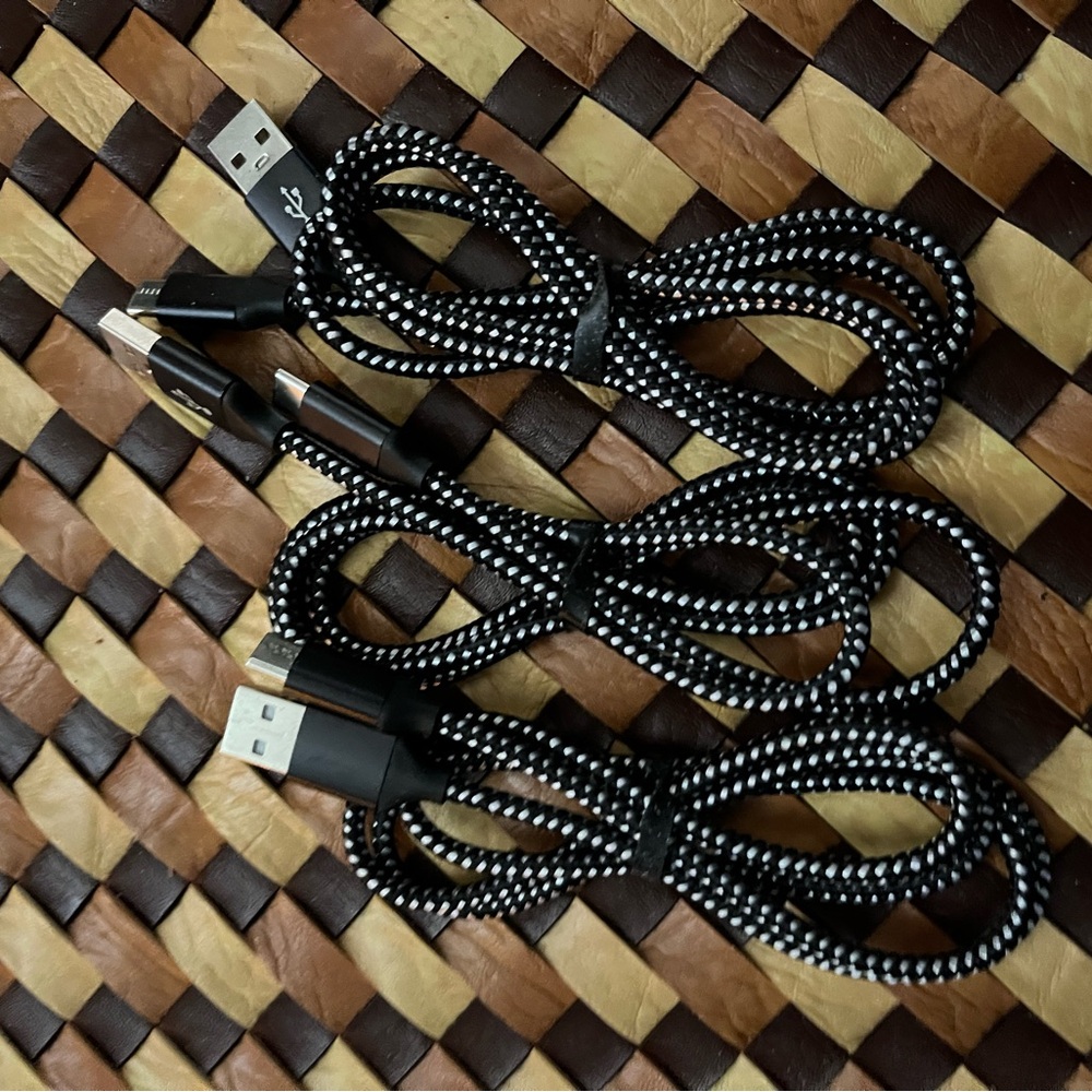 Braided USB Charging Cable - Black and White